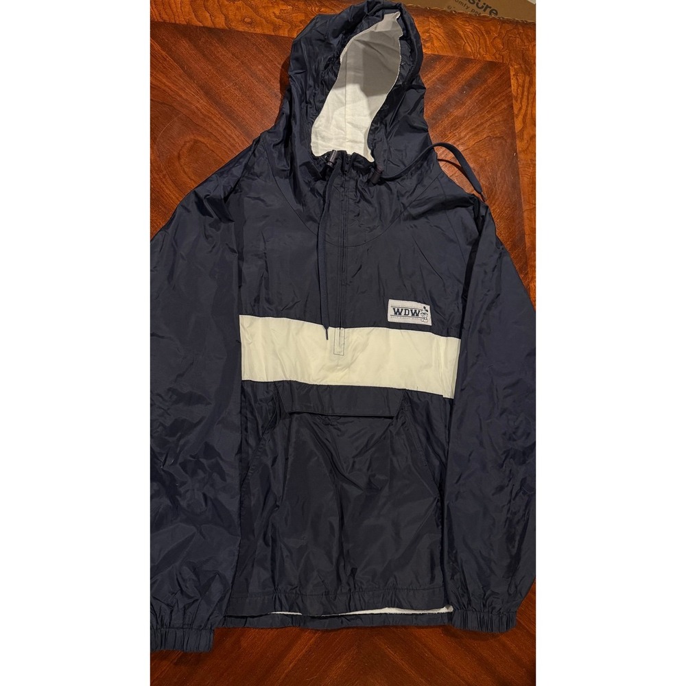 Vintage Disney WDW Mickey Windbreaker Jacket Adult M Navy Anorak Pullover